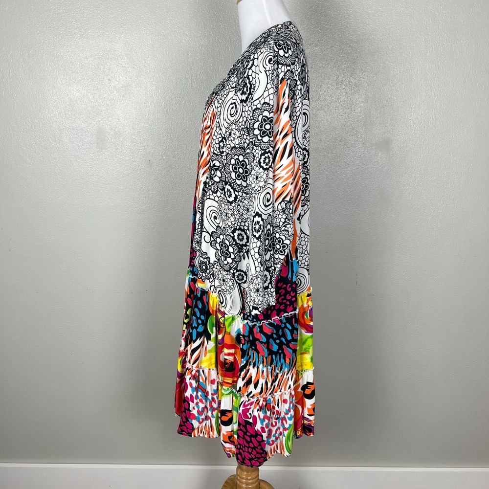 Parsley & Sage Dress Womens XL Colorful Floral Patchwork Swing Boho Button Eliza - Picture 9 of 13